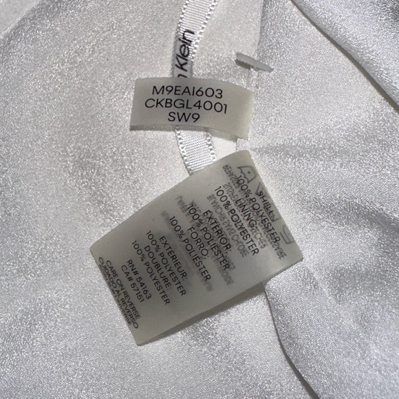 Calvin Klein | V Neck Button Down Short Cap Ruffle Sleeves Sheer Lined Blouse - Picture 7 of 11